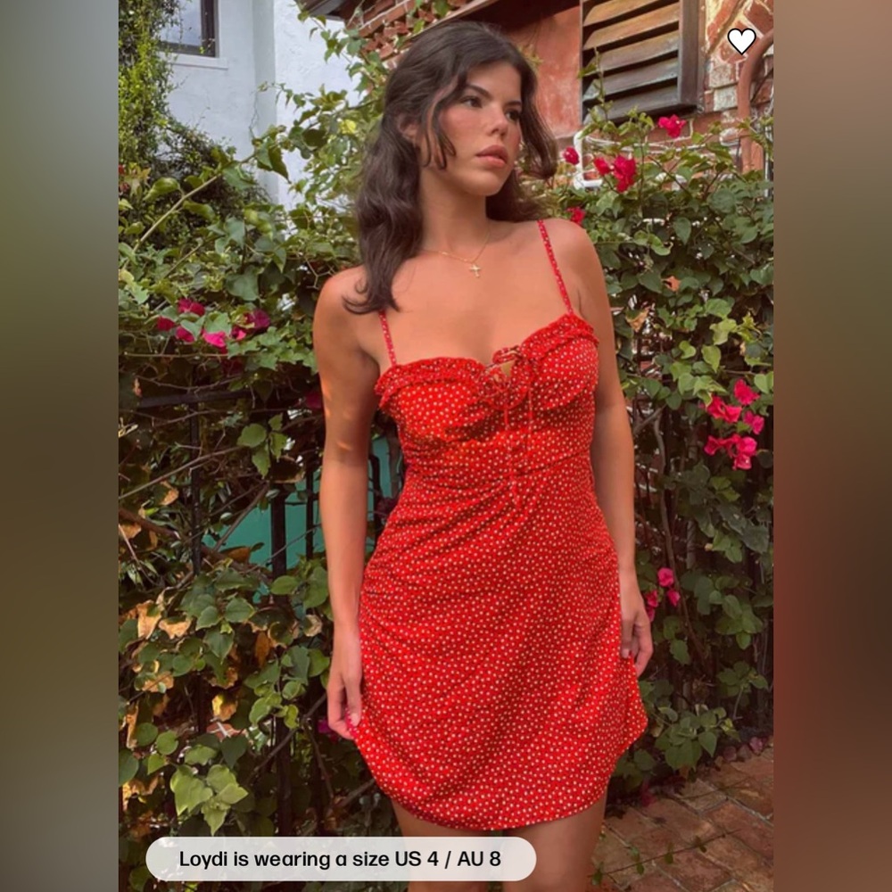 NWOT princess polly Love Birds Mini Dress Red print size US 4